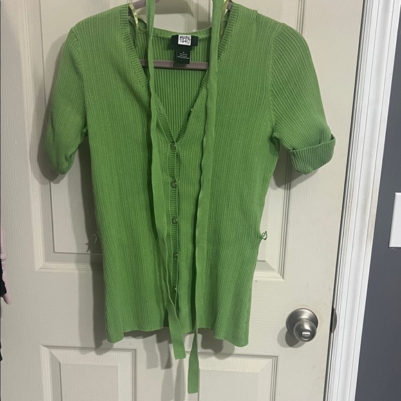 Studio 1940 Tops - Studio 1940 Green Ribbed Button-Down Blouse
